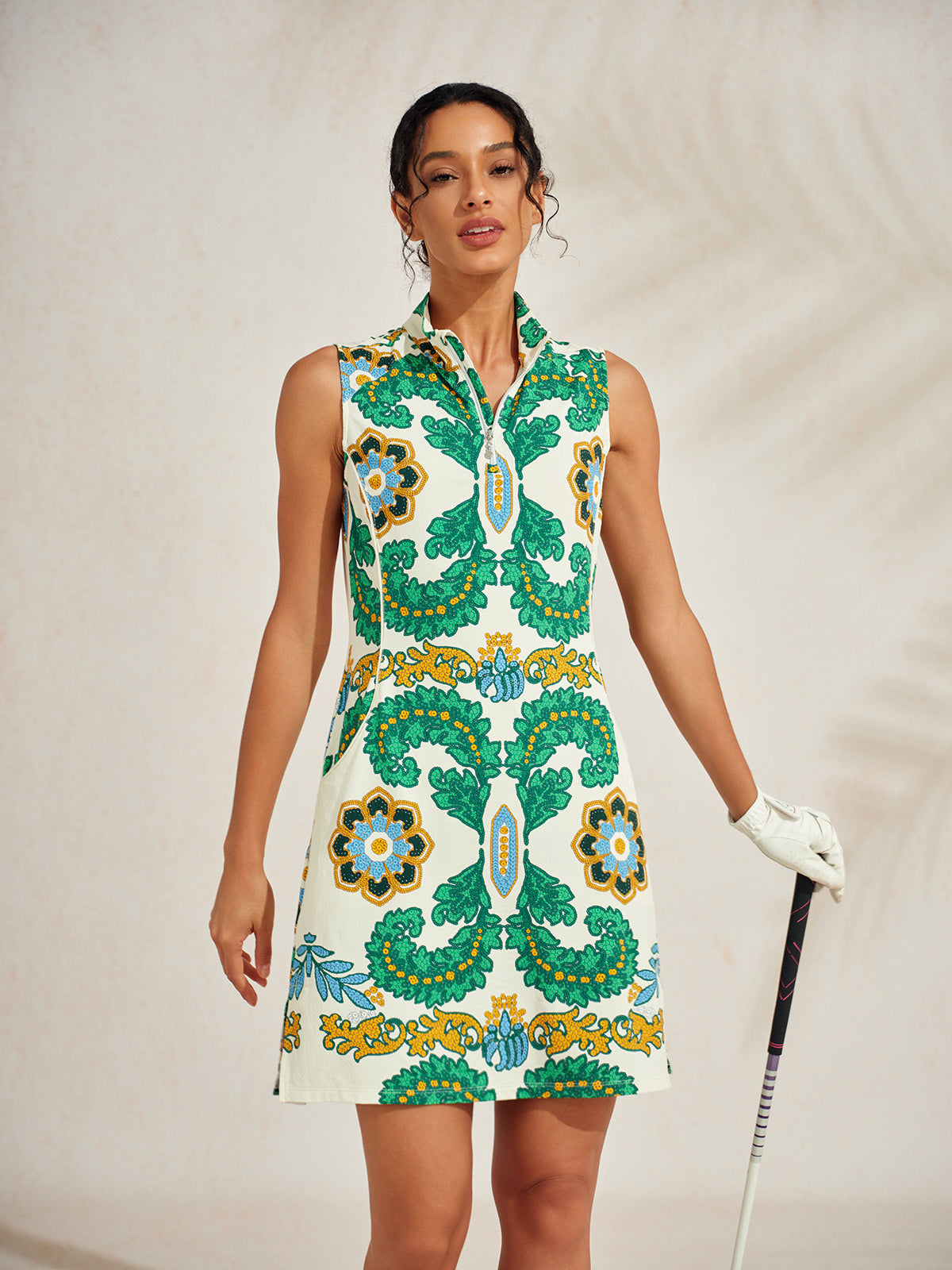 Premium Sleeveless Mock Neck 35.5 Inch Dress UPF50+