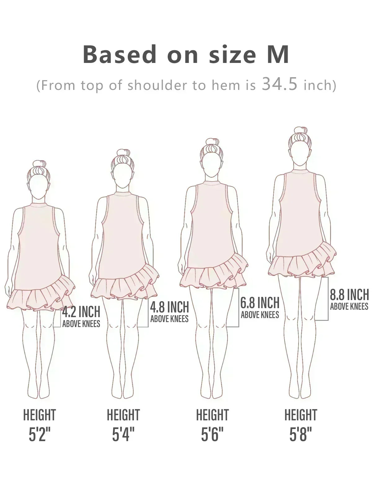 Pretty Feminine Ruffle 34.5 Inch Dress For Golf Pickleball & Tennis