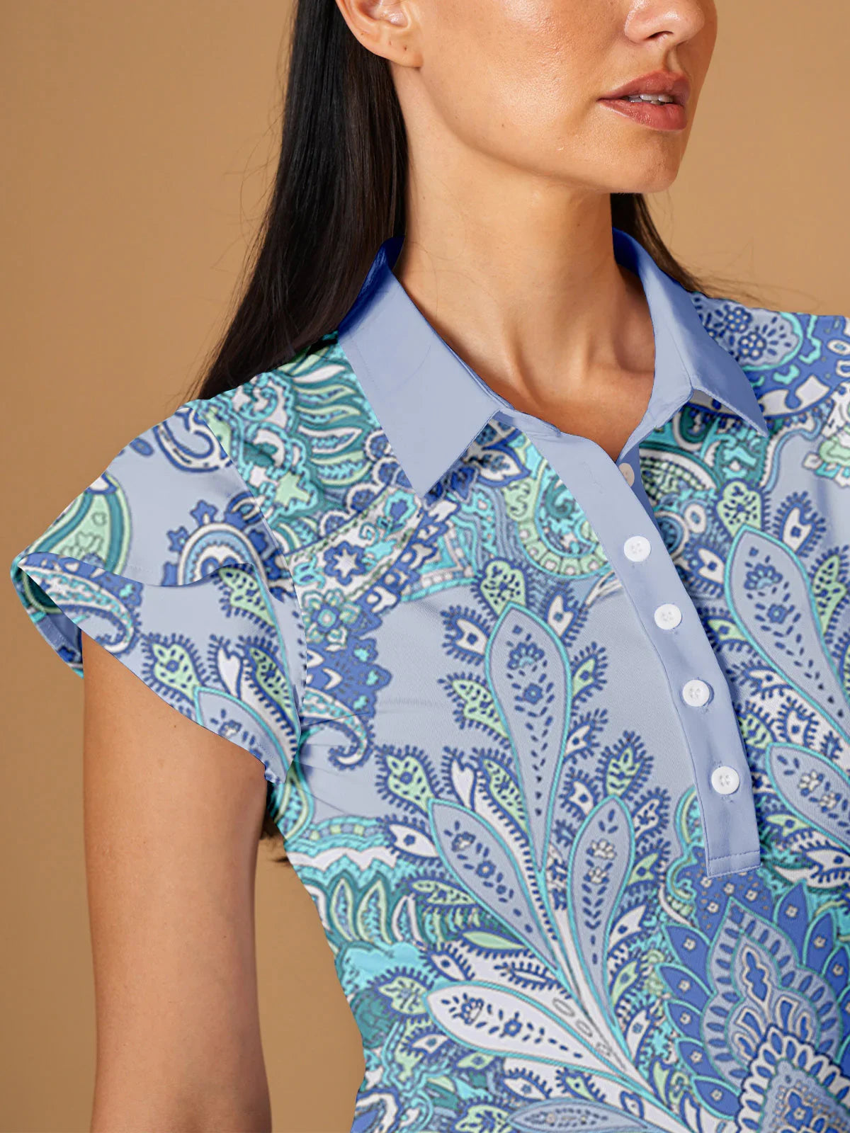 Pretty Feminine Ruffle Sleeve Polo Top UPF50+