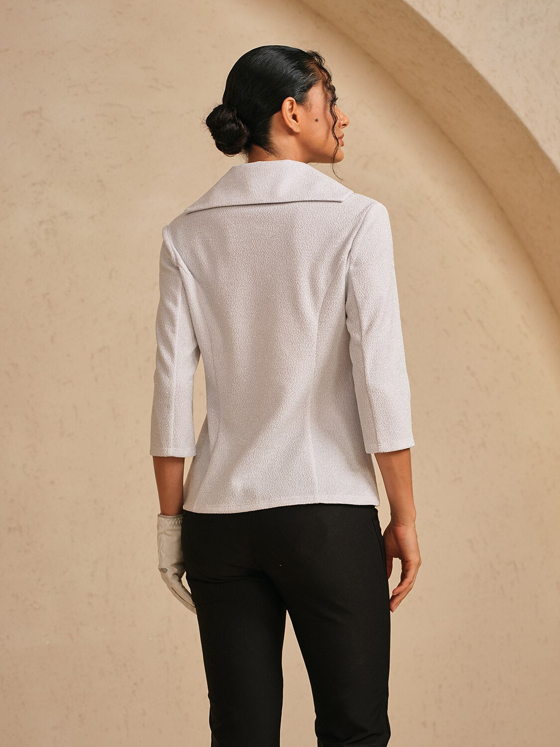 Luxe Limited Edition 3/4 Sleeve Shiny Lapel Jacket