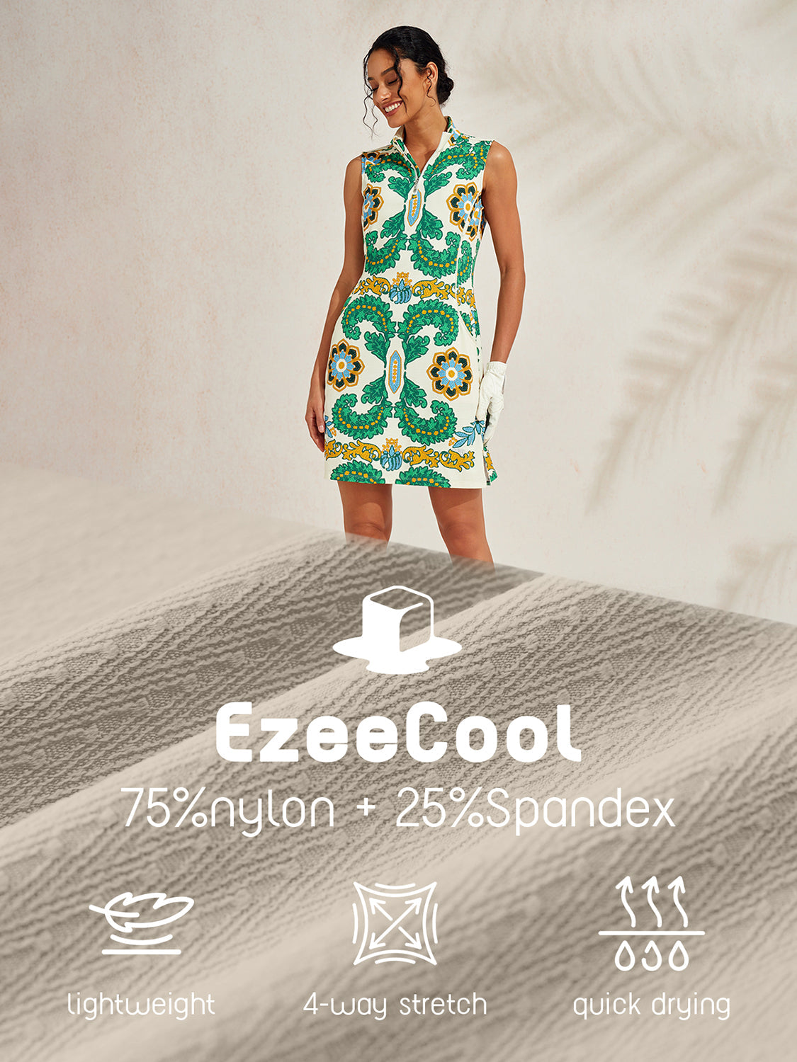 Premium Sleeveless Mock Neck 35.5 Inch Dress UPF50+