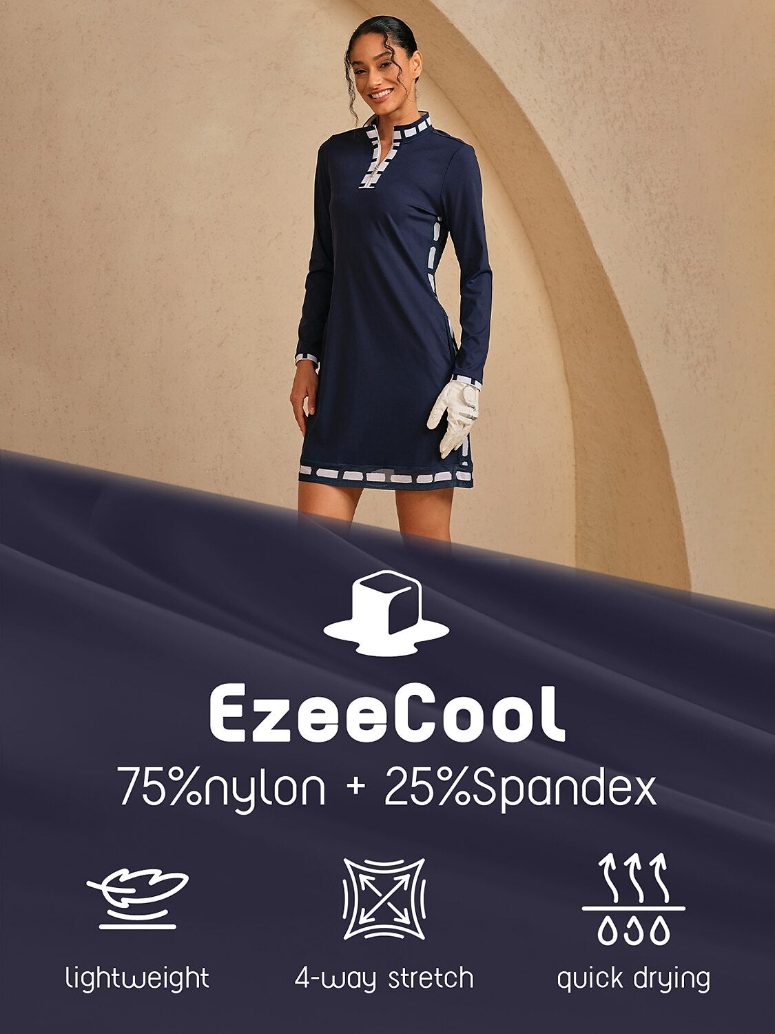 Navycore Color Block Mesh 36.5 Inch Dress UPF50+