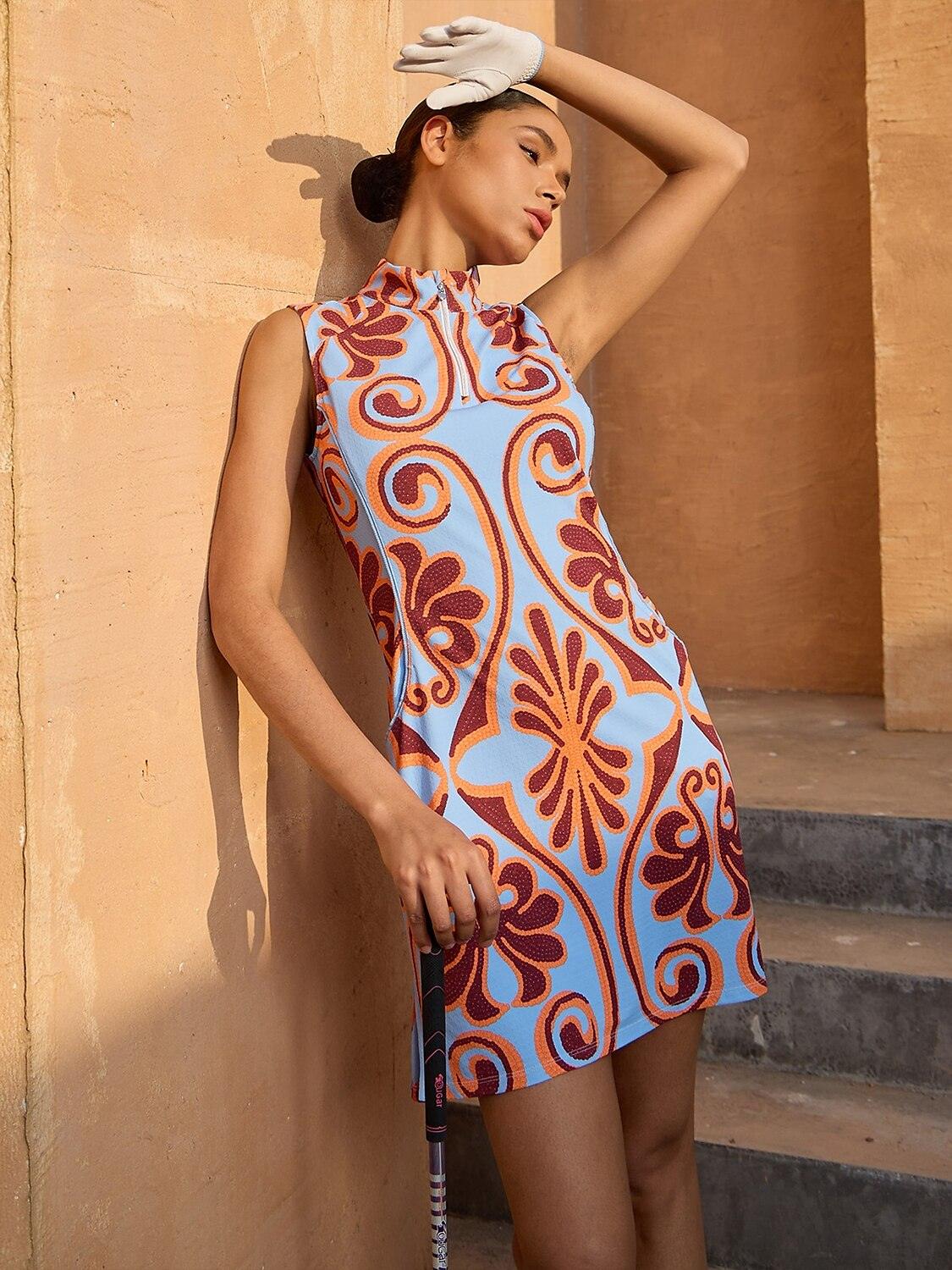 Premium Sleeveless Mock Neck 35.5 Inch Dress UPF50+