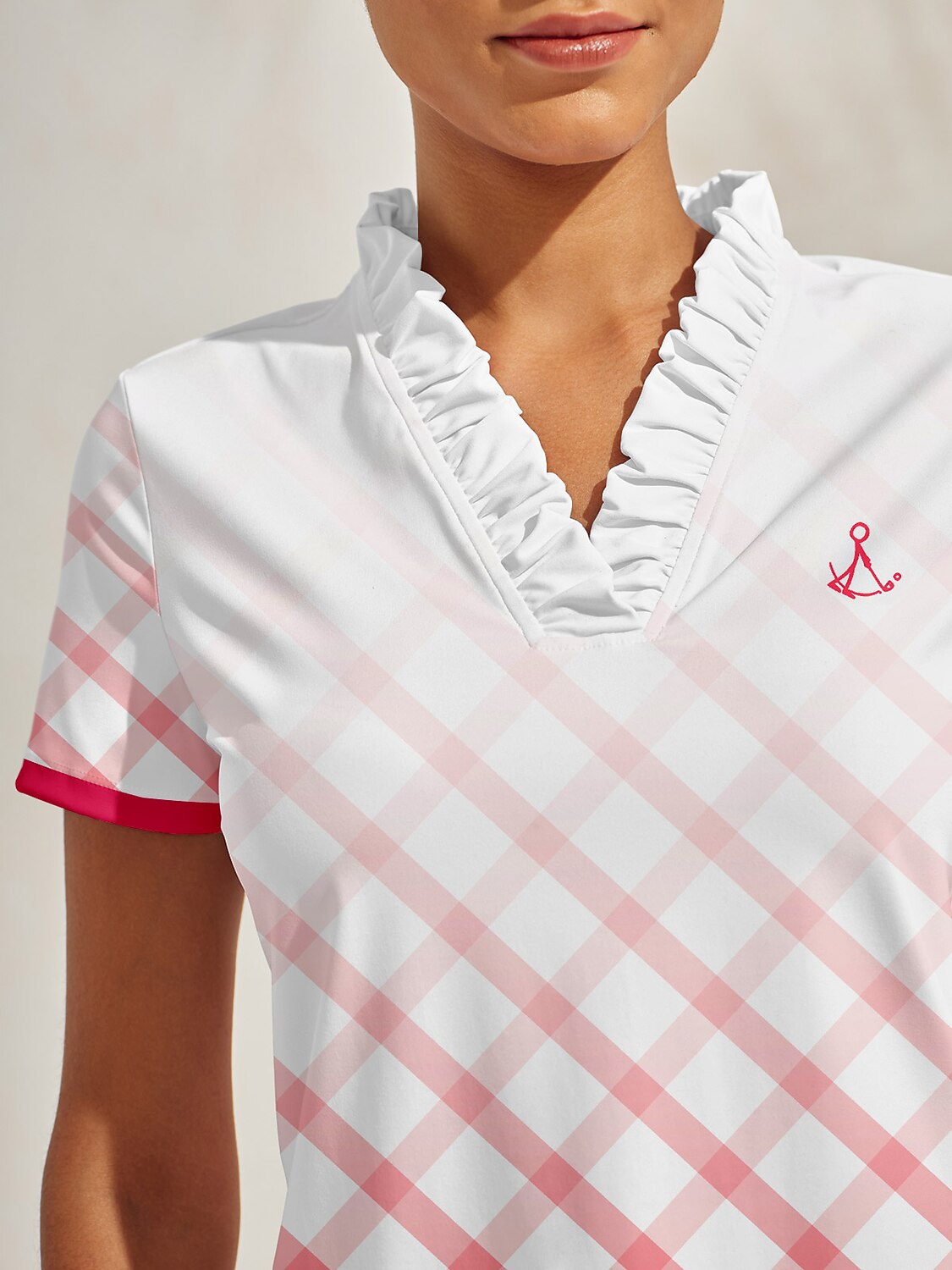 Hyper-prep Ruffle V-Neck Polo Top UPF50+