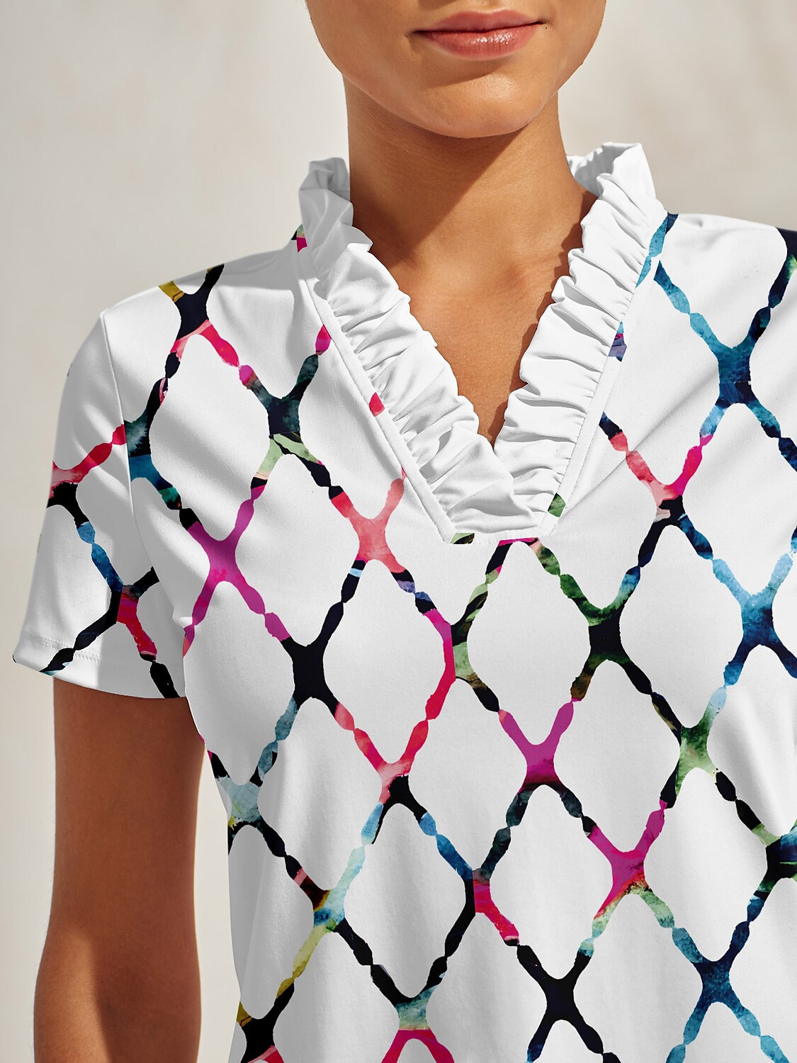 Not So Classic Ruffle V-Neck Polo Top UPF50+