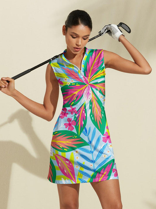 Hyped-up Tropical Sleeveless 36.5 Inch Dress UPF50+