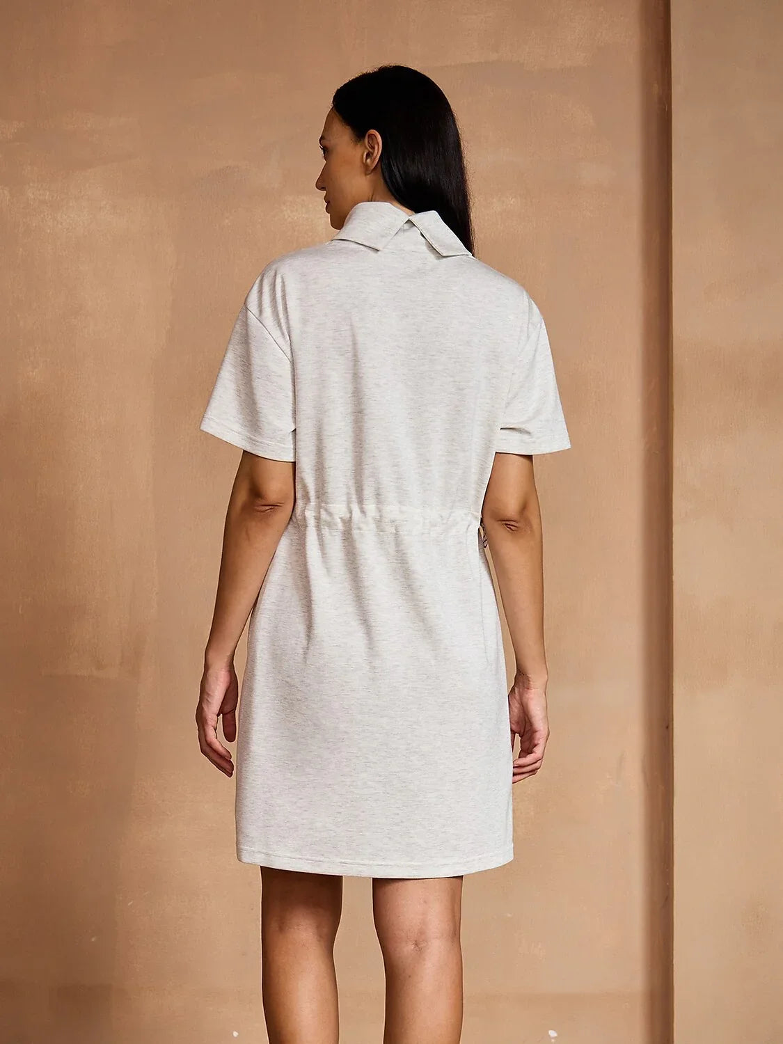 UltraSoft Short Sleeve Drawstring Mock Neck 37 Inch Dress