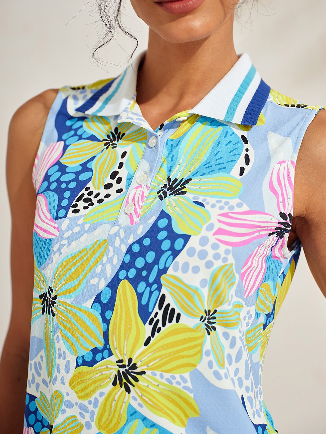 Premium Sleeveless Ribbed Collar Polo UPF50+