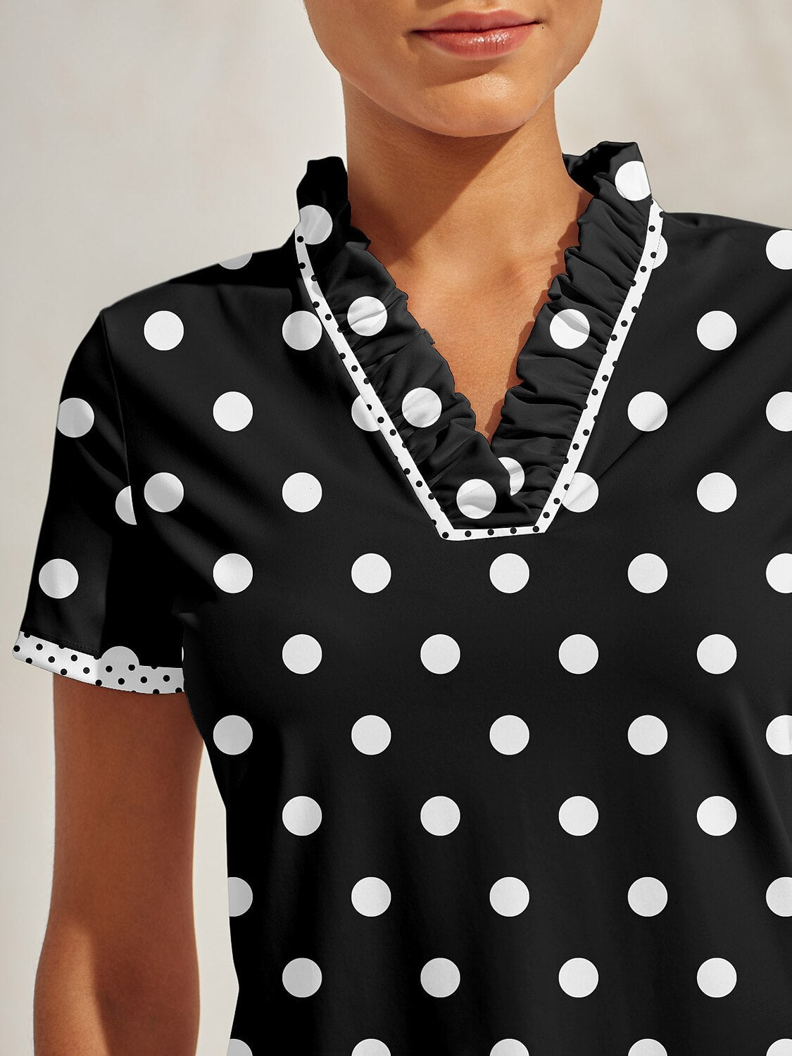 Hyper-prep Ruffle V-Neck Polo Top UPF50+