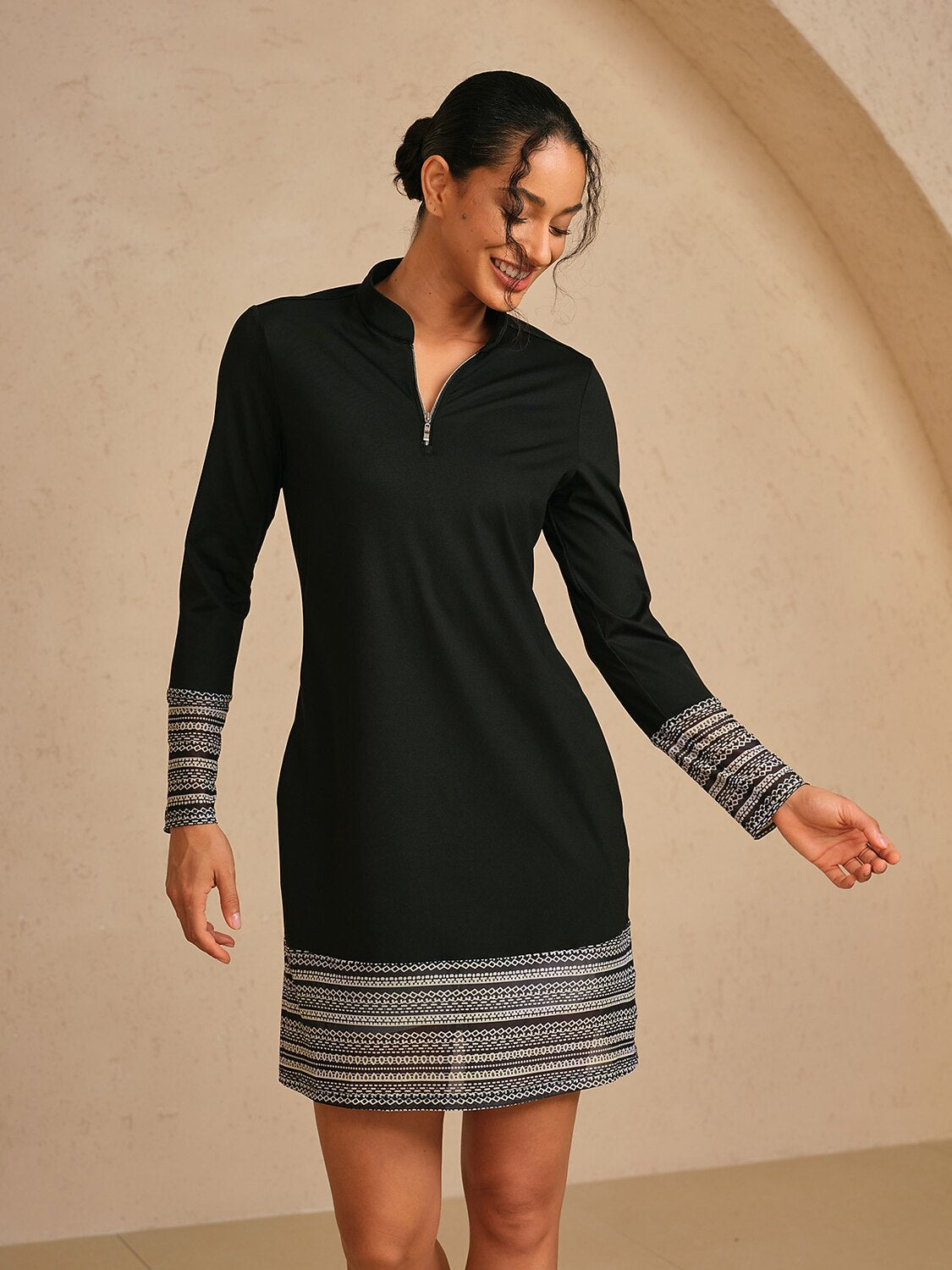 More Than Basic Printed Mesh 36.5 Inch Dress UPF50+