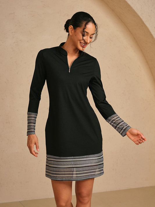 More Than Basic Printed Mesh 36.5 Inch Dress UPF50+