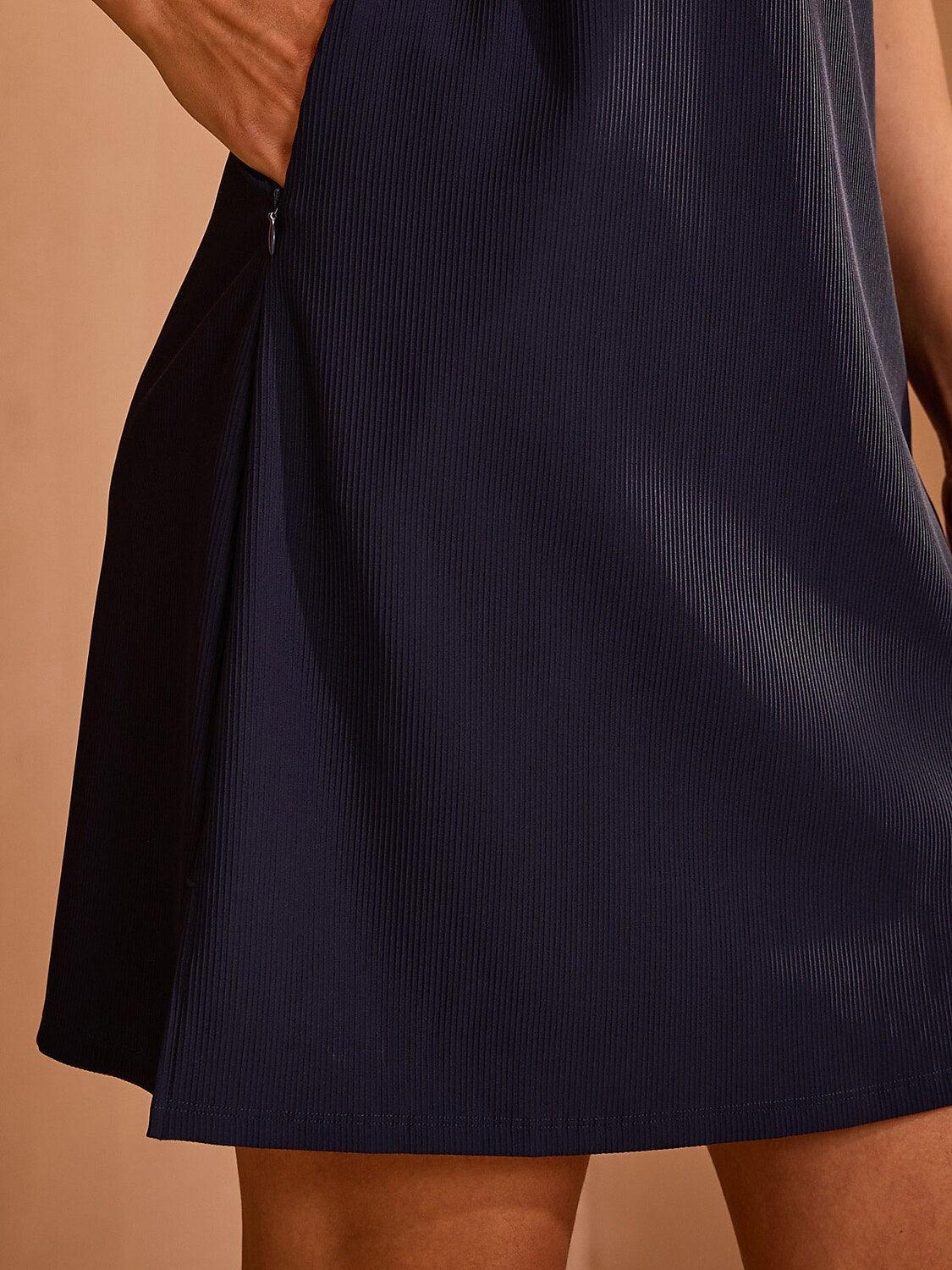 More Than Basic Sleeveless V Neck Ruffle 36.5 Inch Dress UPF50+