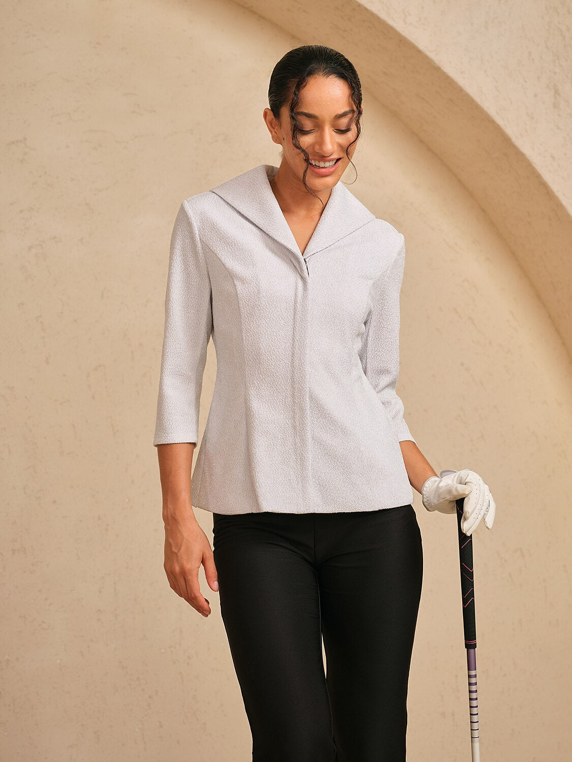 Luxe Limited Edition 3/4 Sleeve Shiny Lapel Jacket