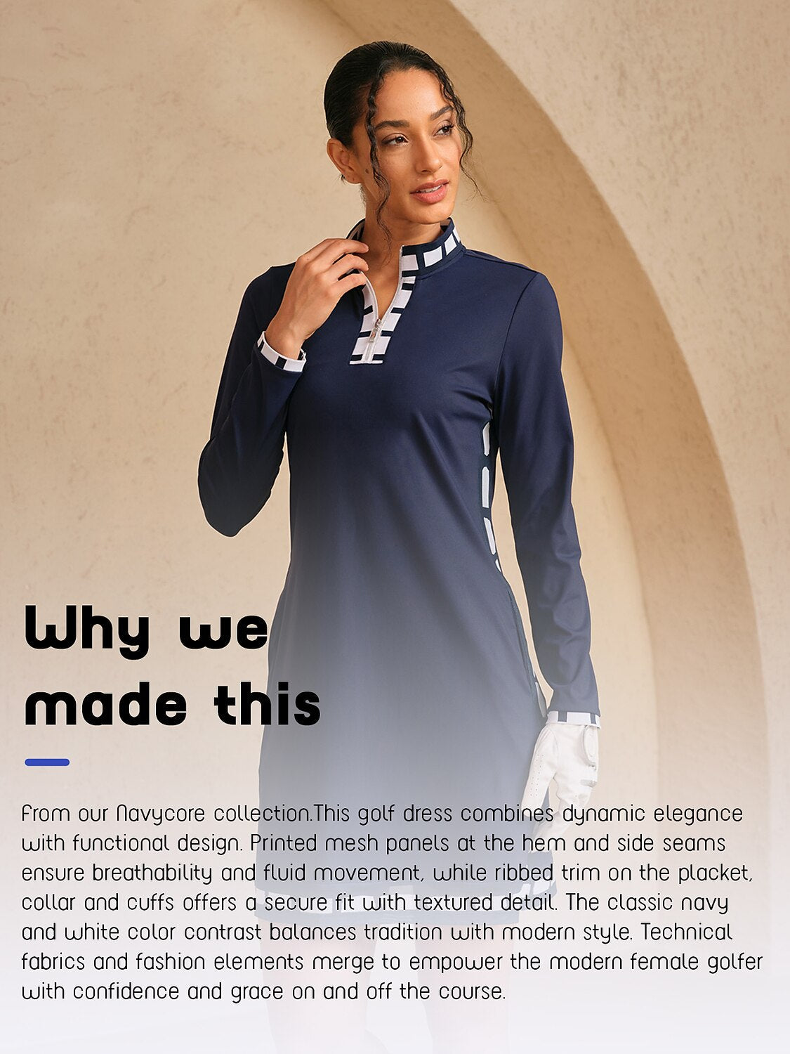 Navycore Color Block Mesh 36.5 Inch Dress UPF50+