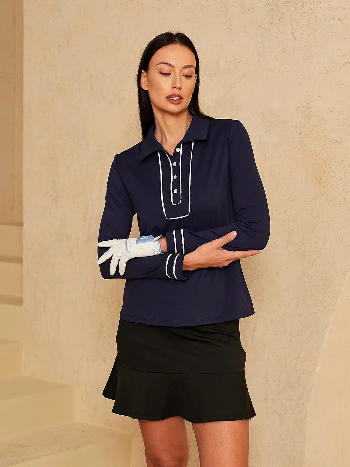 More Than Basic Long Sleeve Polo Top UPF50+