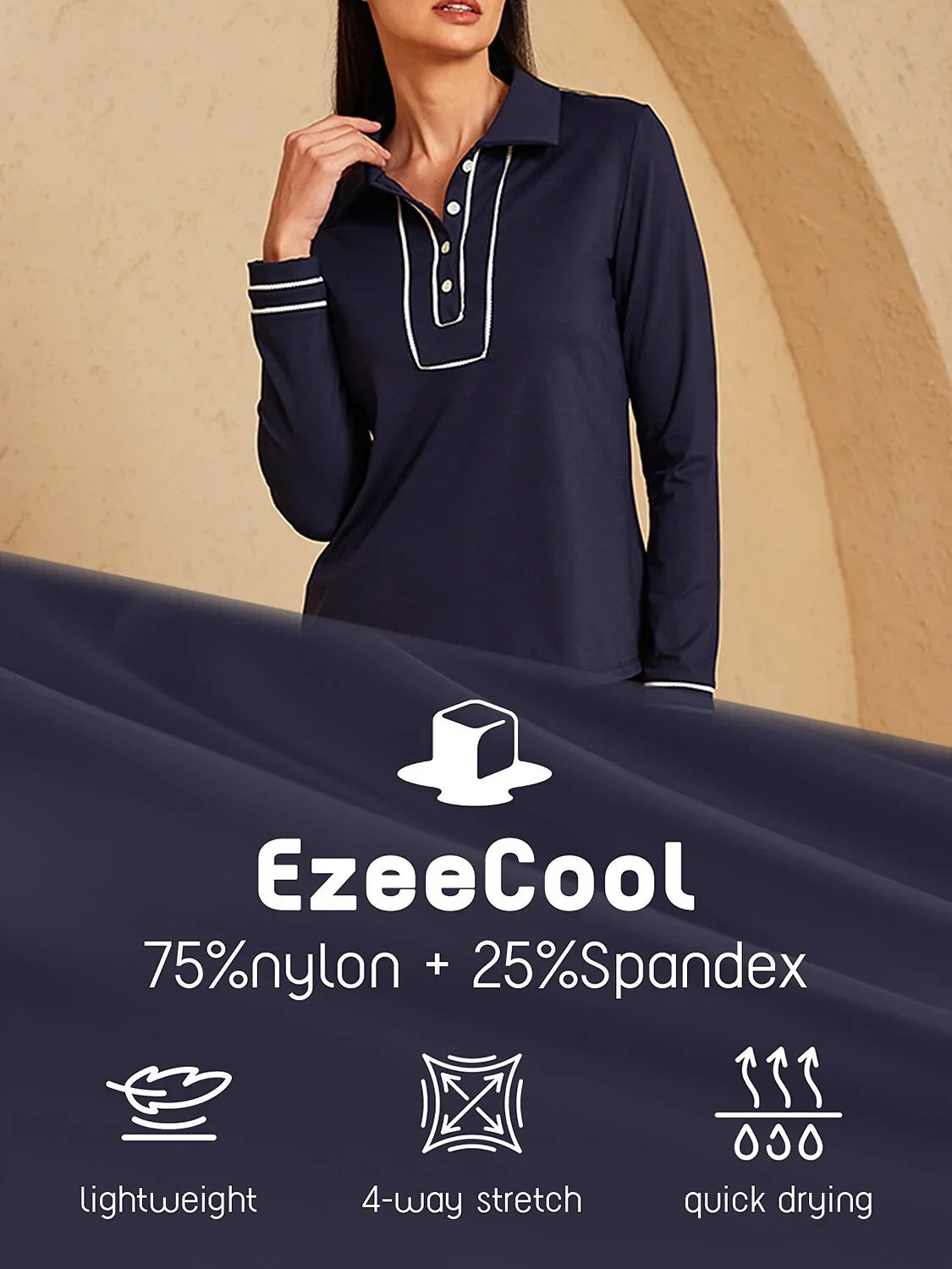 More Than Basic Long Sleeve Polo Top UPF50+