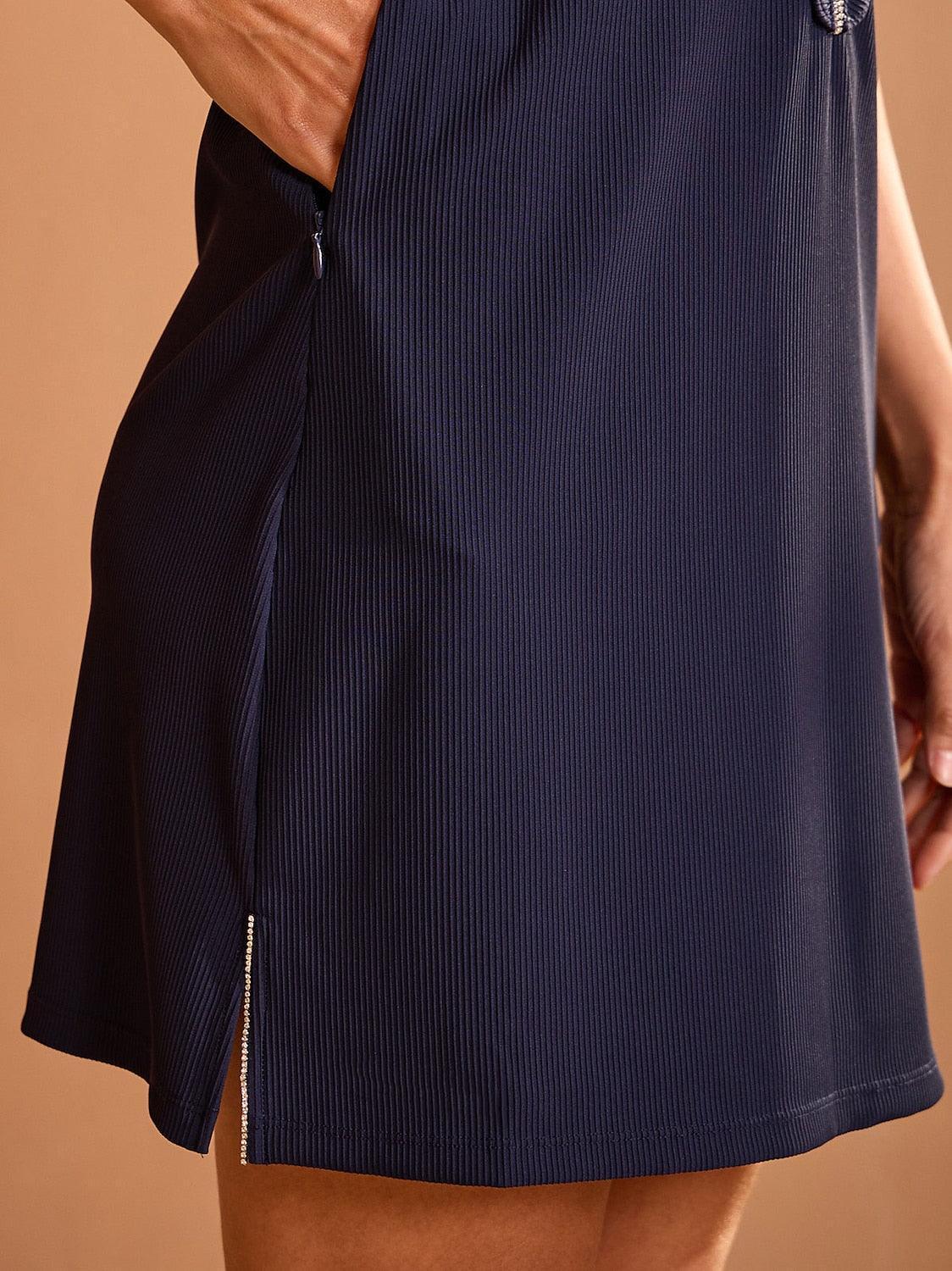 More Than Basic Sleeveless Embellished Ruffle 36 Inch Dress UPF50+